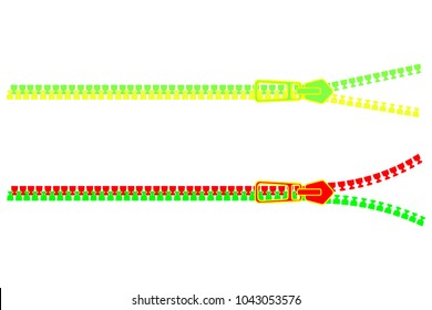Zipper. Isolated on white background. Accessories and clothes elements. Vector illustration.