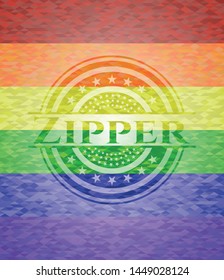 Zipper lgbt colors emblem. Vector Illustration. Mosaic.