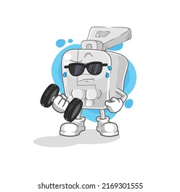 the zipper lifting dumbbell vector. cartoon character