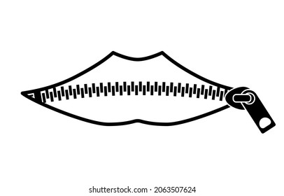 Zipper lips line icon. Clipart image isolated on white background