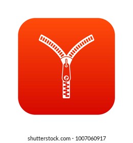 Zipper with lock icon digital red for any design isolated on white vector illustration