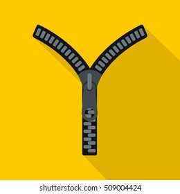 Zipper with lock icon. Flat illustration of zipper with lock vector icon for web
