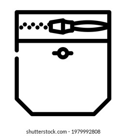 zipper lock pocket line icon vector.  isolated contour symbol black illustration