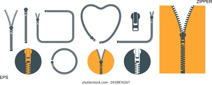 Zipper logo. Isolated zipper on white background
