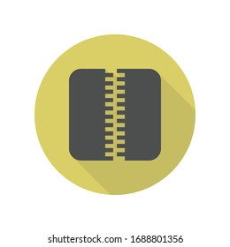 zipper long shadow icon. Simple glyph, flat vector of web icons for ui and ux, website or mobile application