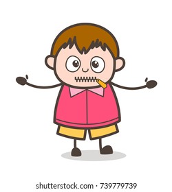 Zipper Mouth Face - Cute Cartoon Fat Kid Illustration