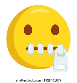 Zipper Mouth Face Emoji Icon Illustration. Lips Sealed Vector Symbol Emoticon Design Doodle.