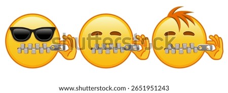 Zipper Mouth face Set of three emoji