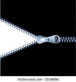 zipper on black background, vector