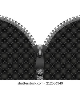 Zipper on the leather jacket