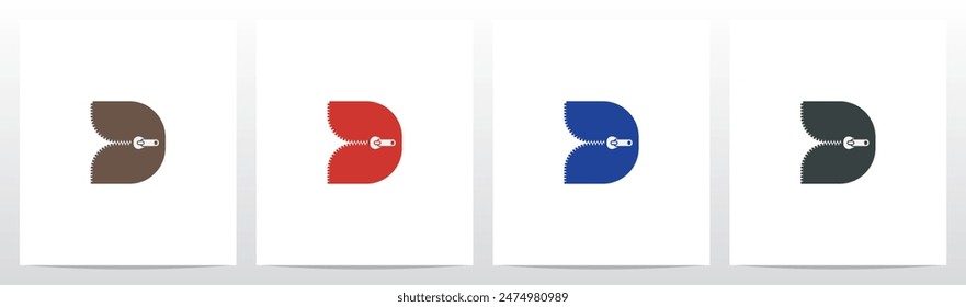 Reißverschluss auf Buchstaben Initial Logo Design D