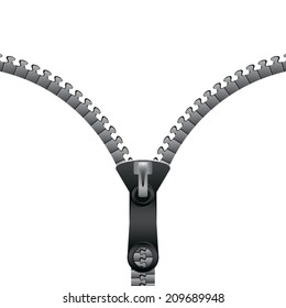 zipper on a white background 