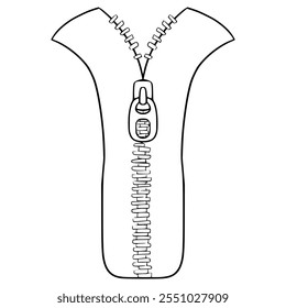 zipper open illustration hand drawn outline vector