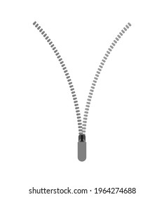 Zipper open isolated. fastener Half. vector illustration