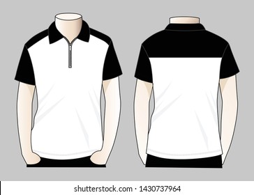 Zipper polo shirt design vector
(White / Black)