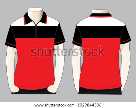 Zipper Polo Shirt Vector Design Red Black White Stock Vector (Royalty