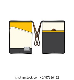 zipper pouch with a top zip closure and a wrist strap - vector