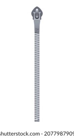 Zipper realistic composition with isolated image of silver fastener with zip slider vector illustration