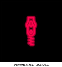Zipper red glowing neon ui ux icon. Glowing sign logo vector