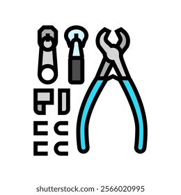 zipper repair kit clothes care color icon vector. zipper repair kit clothes care sign. isolated symbol illustration