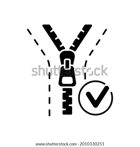 Zipper repair and replacement black linear icon. Professional tailor workshop. Zip pull on jacket. Clothing alteration and repair services. Outline symbol on white space. Vector isolated illustration