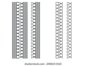 Zipper seamless set. Zippers brush elements