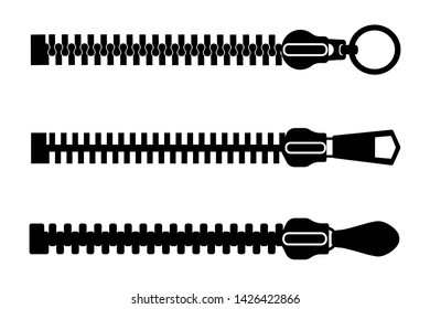 Zipper sign set silhouette – stock vector