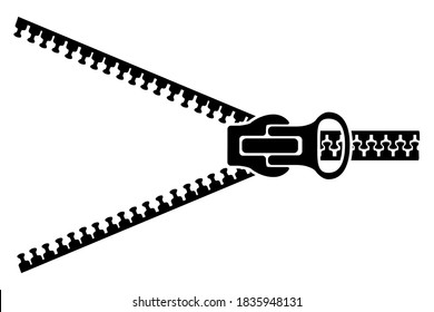 Zipper sign silhouette, open zipper – stock vector