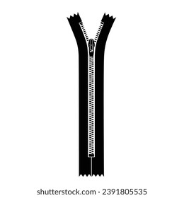 Zipper silhouette flat illstration vector isolated on white background. Black and white icon for sewing concept. Accessories for tailors, dressmakers, crafters. Sewing supplies