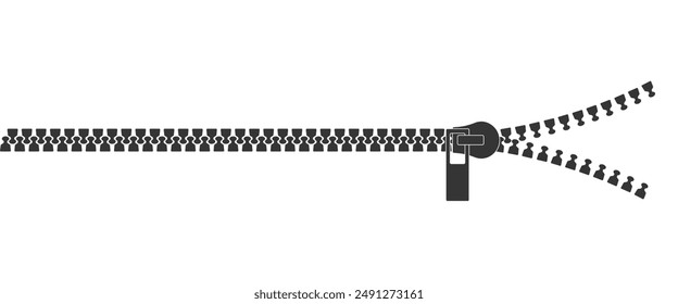 Zipper siluet. Zipper lock or unlock. Fastener. Closing clasp. Vector illustration