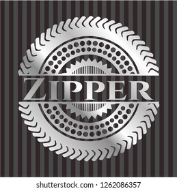 Zipper silver emblem or badge