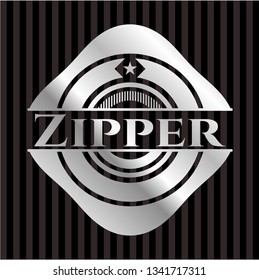 Zipper silver shiny badge