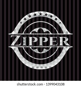 Zipper silvery shiny badge. Vector Illustration. Mosaic.
