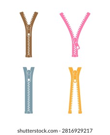 Zipper Simple Icon Collection Set