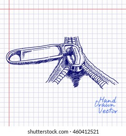 Zipper sketch Illustration. Hand drawn Vector