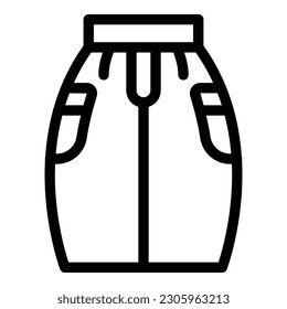Vector de contorno del icono de la falda del cierre. Estilo de tejido. Mujer casual