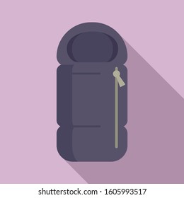 Zipper sleeping bag icon. Flat illustration of zipper sleeping bag vector icon for web design