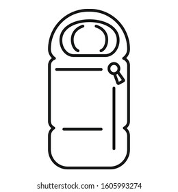 Zipper sleeping bag icon. Outline zipper sleeping bag vector icon for web design isolated on white background