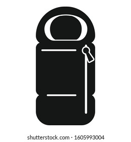 Zipper sleeping bag icon. Simple illustration of zipper sleeping bag vector icon for web design isolated on white background