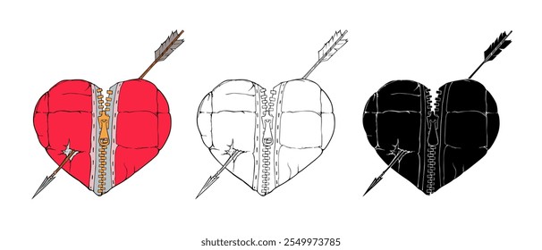 Zipper strip heart Vector illustration