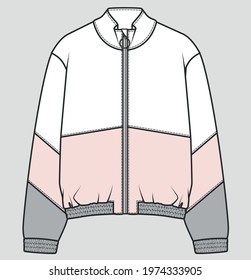 Zipper Sweatshirt Design Template Vector  Sweatshirt fashion flat sketch