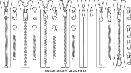 Zipper technical flat sketch