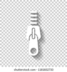 Zipper tool icon, Close state. White icon with shadow on transparent background