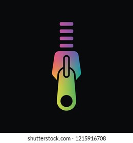 Zipper tool icon, Close state. Rainbow color and dark background