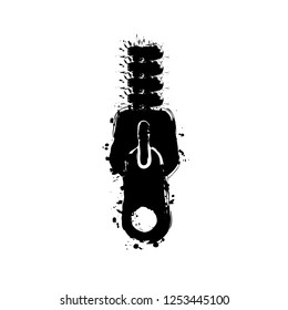 Zipper tool icon, Close state. Black ink with splashes on white background