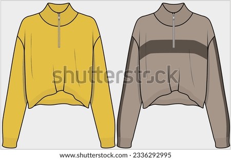 ZIPPER TURTLE NECK WITH LONG SLEEVES RIBBED TIGHT BOXY FIT CROP TOP DESIGN FOR WOMEN AND TEEN GIRLS IN EDITABLE FILE