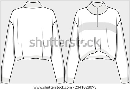 ZIPPER TURTLE NECK WITH LONG SLEEVES RIBBED TIGHT BOXY FIT CROP TOP DESIGN FOR WOMEN AND TEEN GIRLS IN EDITABLE FILE