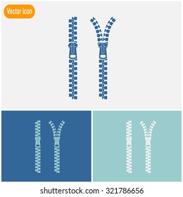 Zipper vector icon. Close. Open.