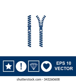 Zipper vector icon. Close. Open.