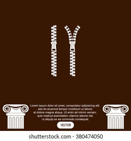 Zipper vector icon. Close. Open.